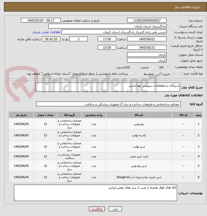 شیرآلات و مطعلقات سرویس بهداشتی 