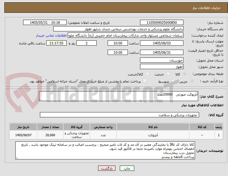 آنژیوکت صورتی   20000عدد