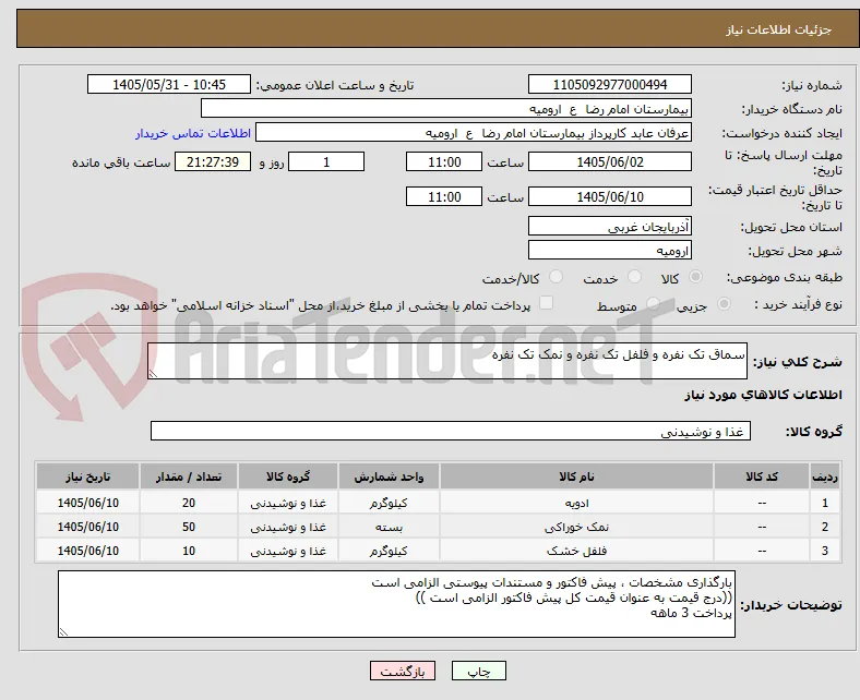 سماق تک نفره و فلفل تک نفره و نمک تک نفره