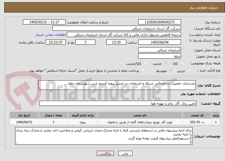 بازسازی، تعمیرات و جانمائی شبکه و انشعابات در مسیر پروژه کریدور ارس شهرستان جلفا