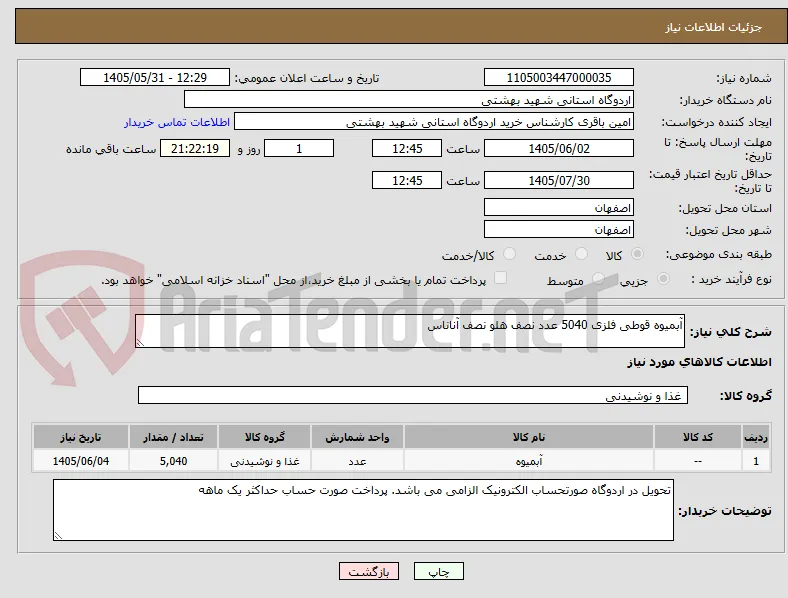 آبمیوه قوطی فلزی 5040 عدد نصف هلو نصف آناناس 