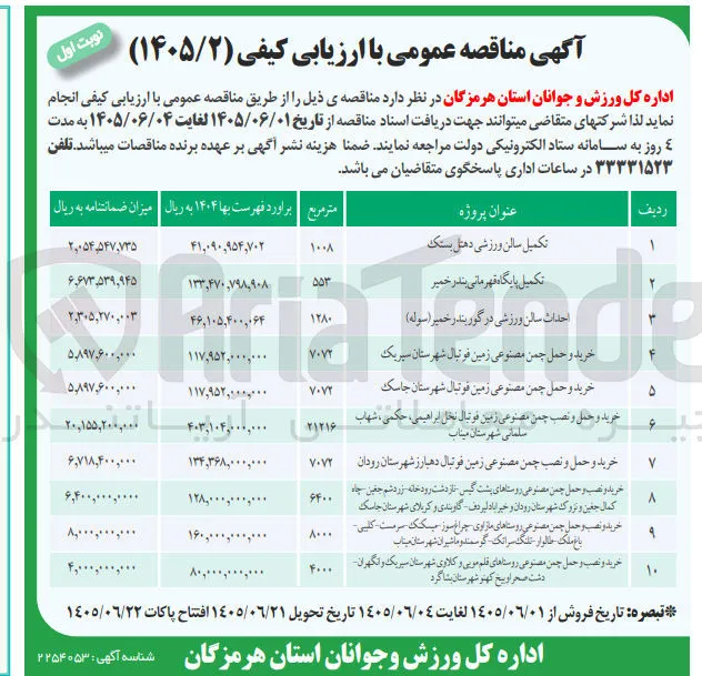 احداث سالن ورزشی در گور بندر خمیر (سوله) 