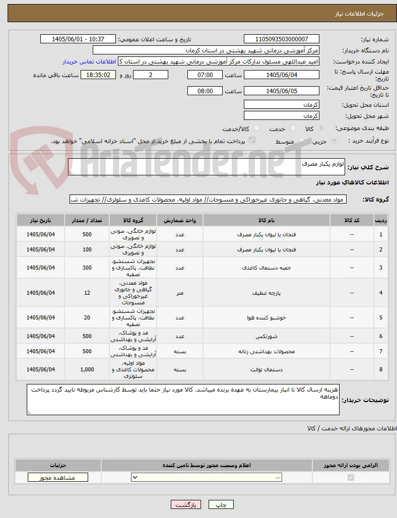 لوازم یکبار مصرف