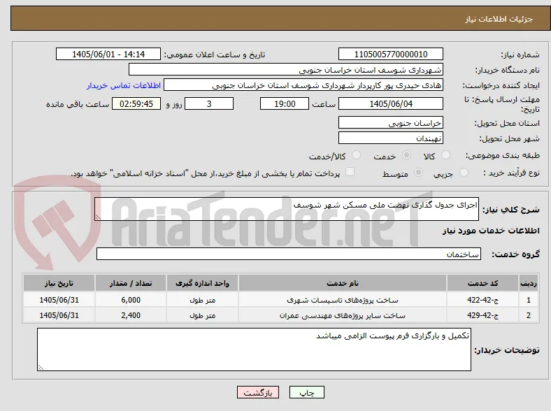 اجرای جدول گذاری نهضت ملی مسکن شهر شوسف 