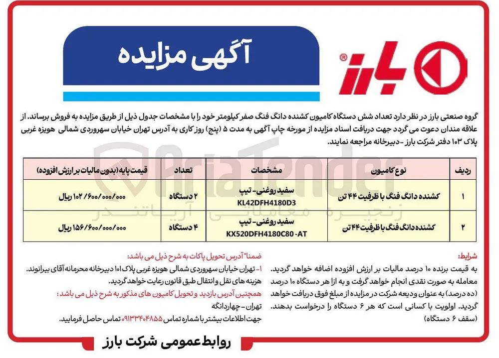 فروش تعداد شش دستگاه کامیون کشنده دانگ فنگ