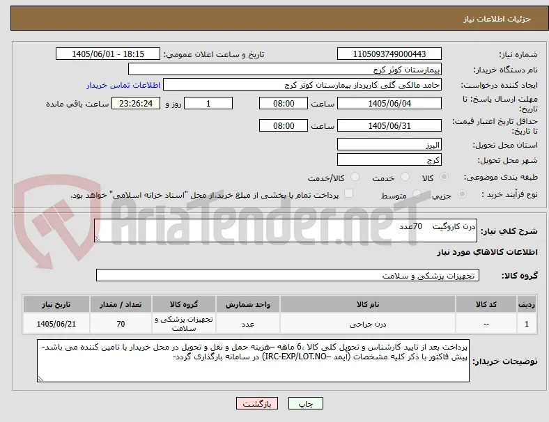 درن کاروگیت    70عدد