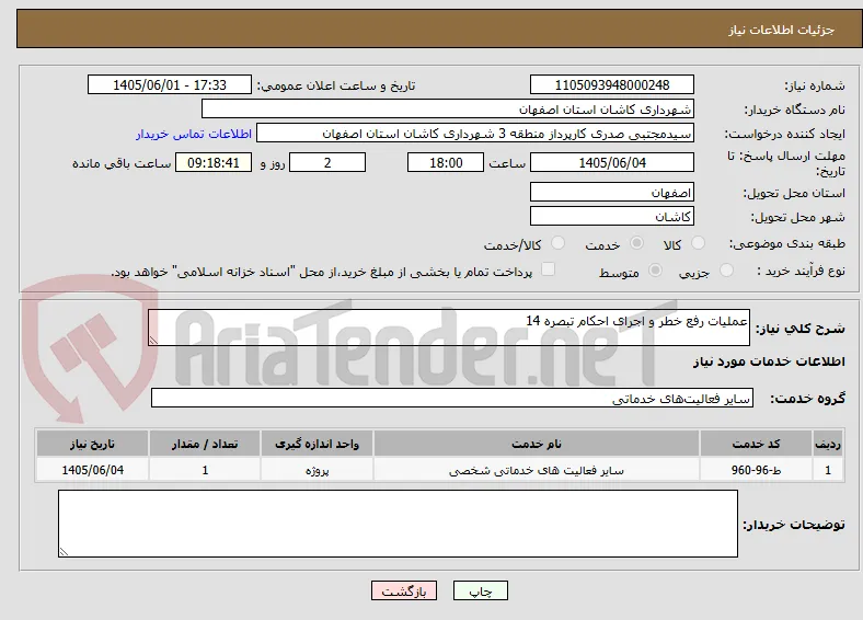 عملیات رفع خطر و اجرای احکام تبصره 14