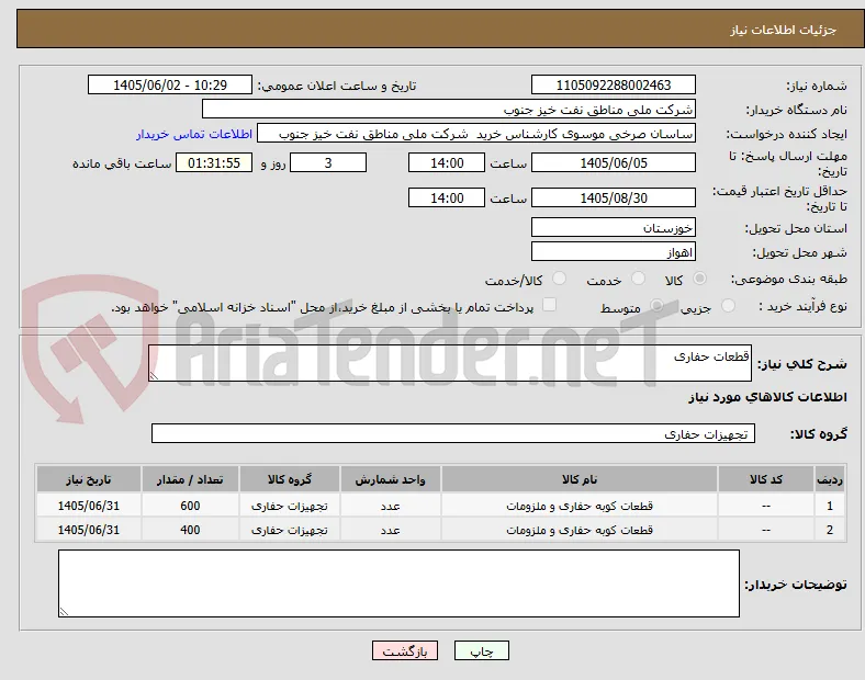 قطعات حفاری