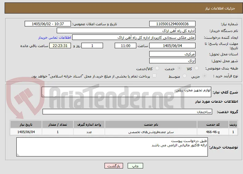 لوازم تجهیز مخزن ریلی
