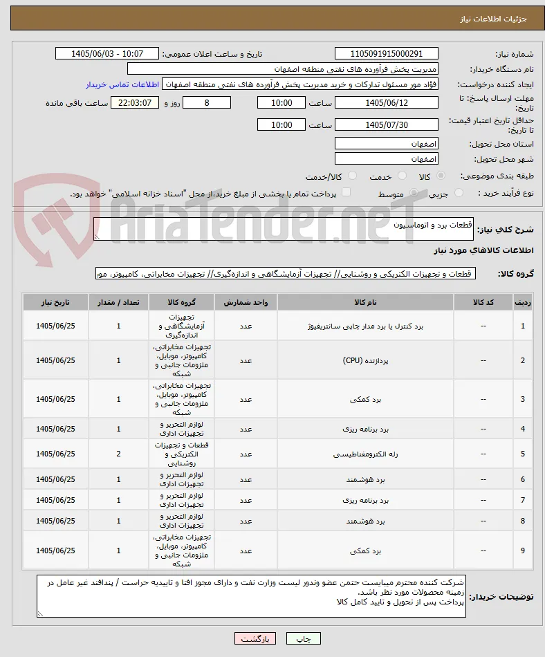 قطعات برد و اتوماسیون