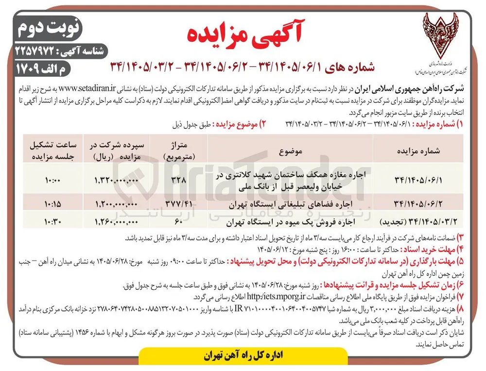 اجاره فروش یک میوه در ایستگاه تهران 