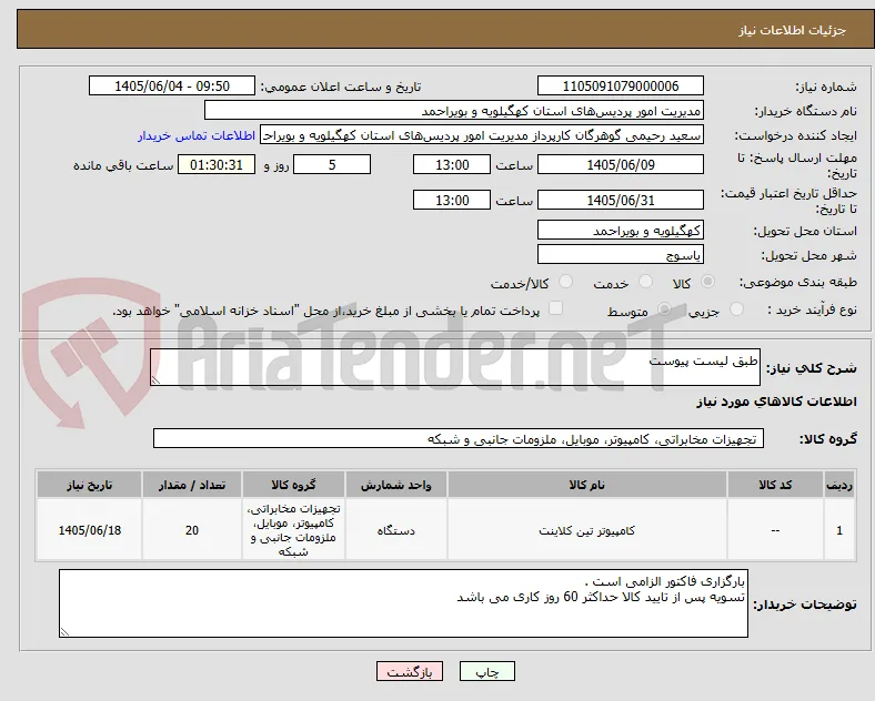 طبق لیست پیوست