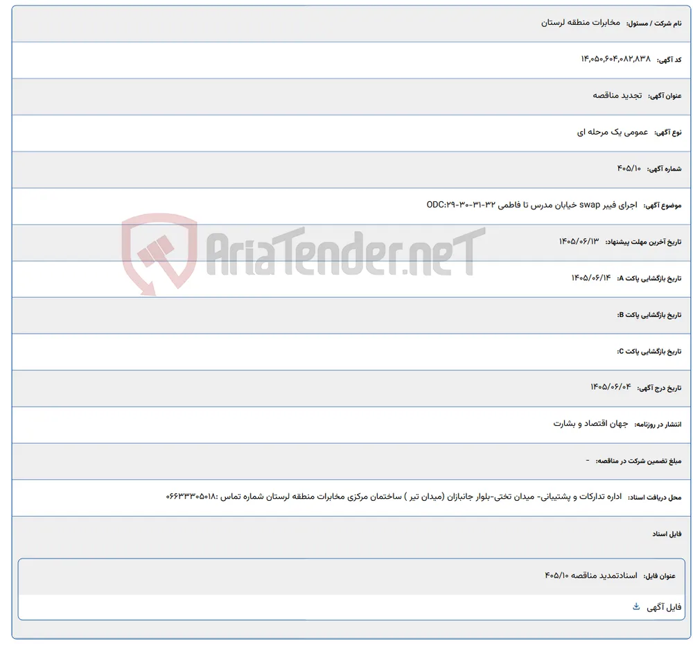 اجرای فیبر swap خیابان مدرس تا فاطمی ODC:29-30-31-32