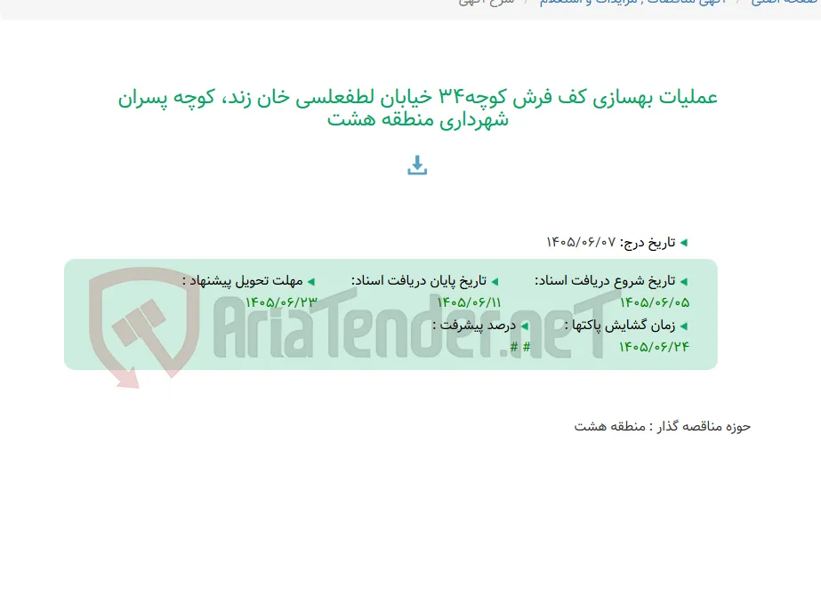 عملیات بهسازی کف فرش کوچه34 خیابان لطفعلسی خان زند، کوچه پسران شهرداری منطقه هشت