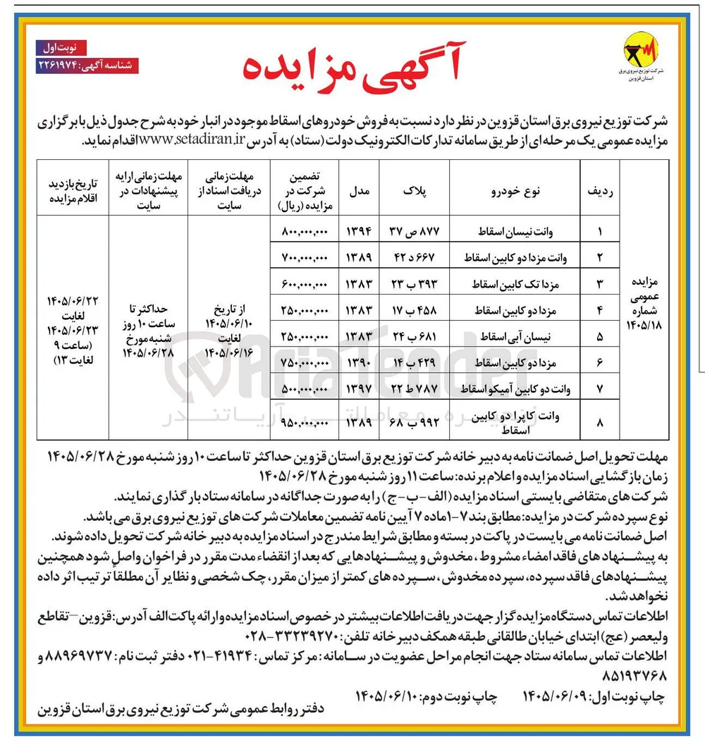 فروش خودروهای اسقاط