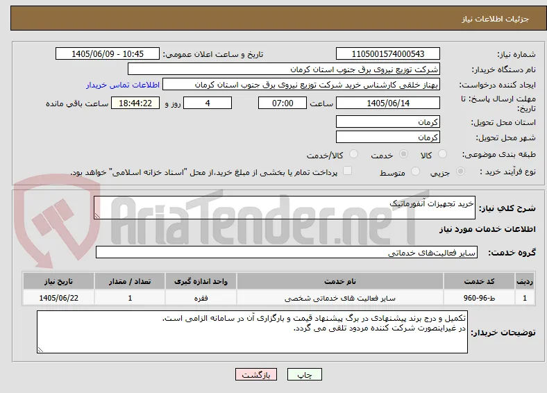 خرید تجهیزات آنفورماتیک