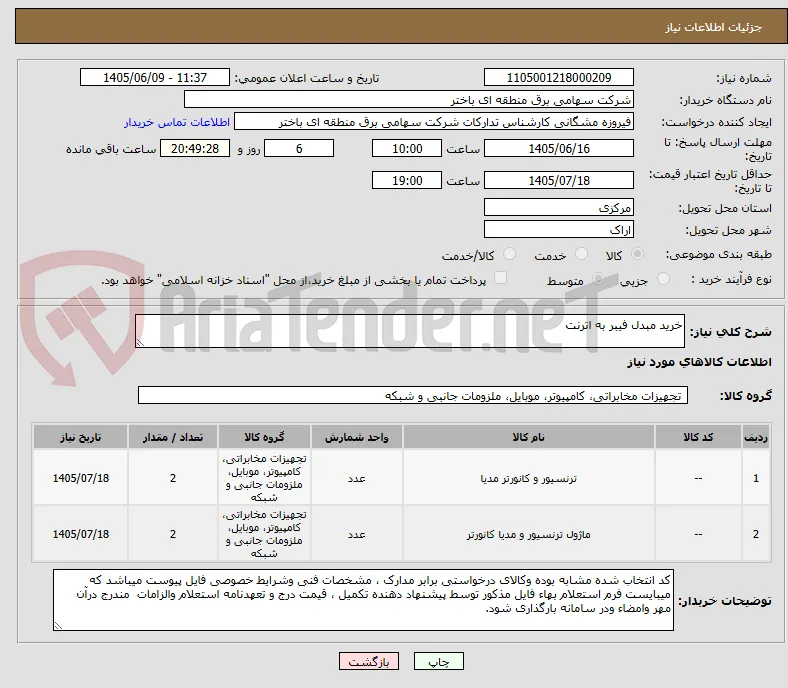 خرید مبدل فیبر به اترنت                                                       