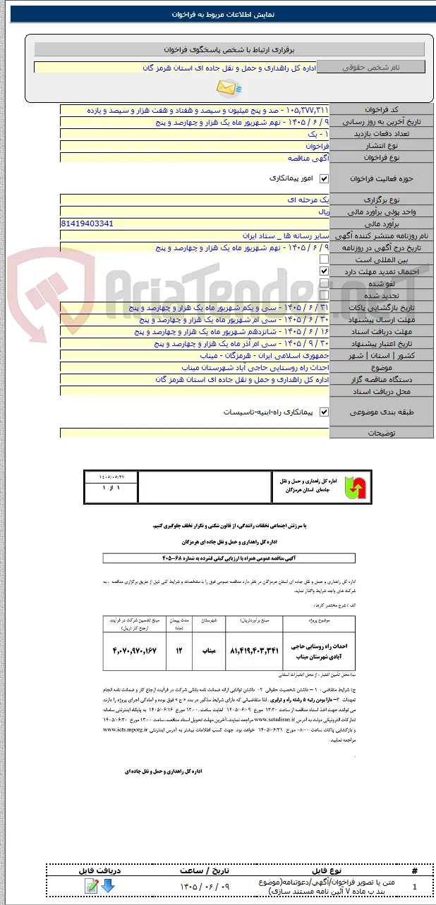 احداث راه روستایی حاجی آباد شهرستان میناب