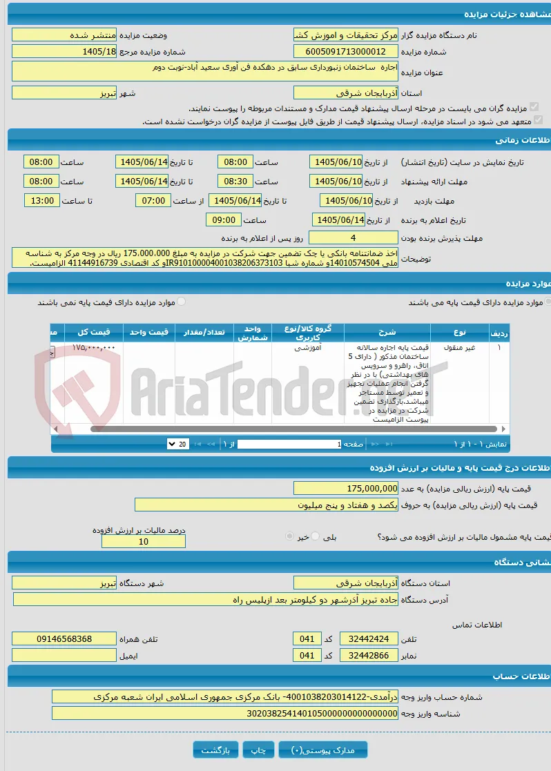 اجاره ساختمان زنبورداری سابق در دهکده فن آوری سعید آباد-نوبت دوم