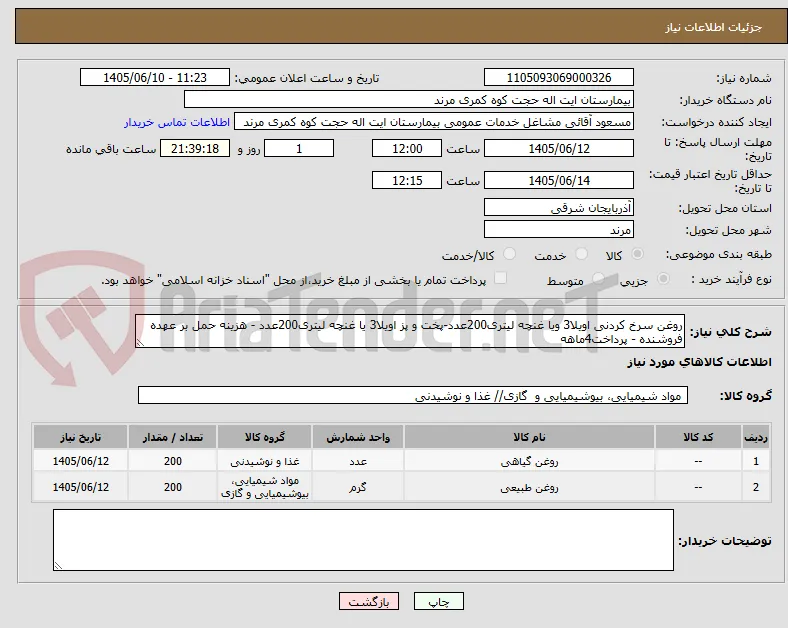 روغن سرخ کردنی اویلا3 ویا غنچه لیتری200عدد-پخت و پز اویلا3 یا غنچه لیتری200عدد - هزینه حمل بر عهده فروشنده - پرداخت4ماهه