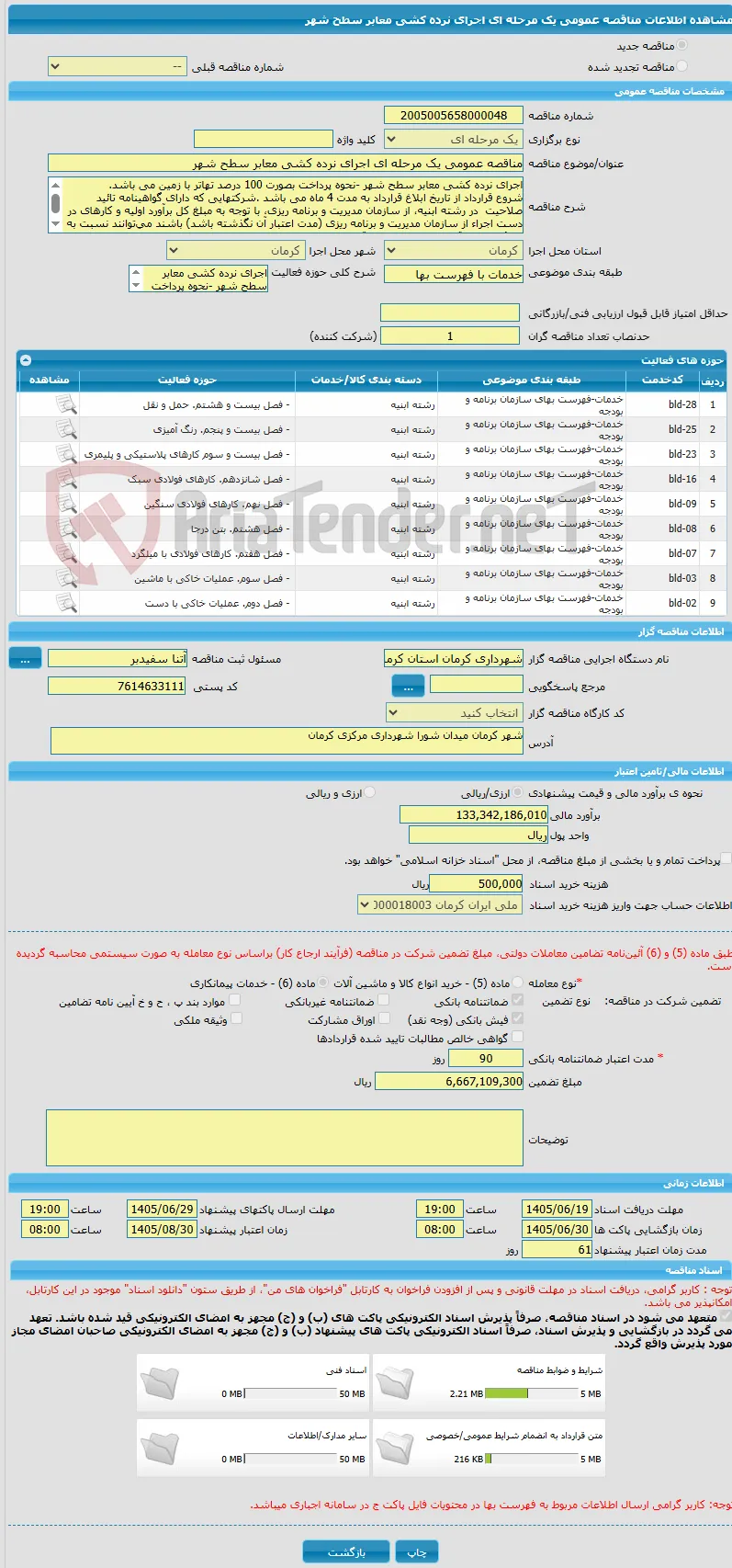 مناقصه عمومی یک مرحله ای اجرای نرده کشی معابر سطح شهر 