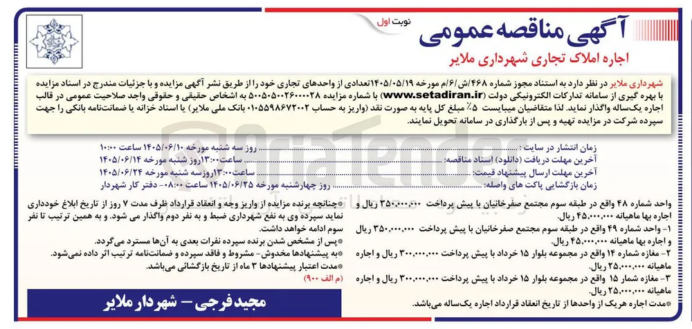 اجاره املاک تجاری