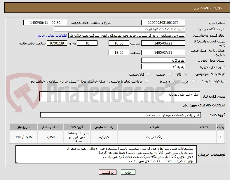 رنگ و تینر پلی یورتان