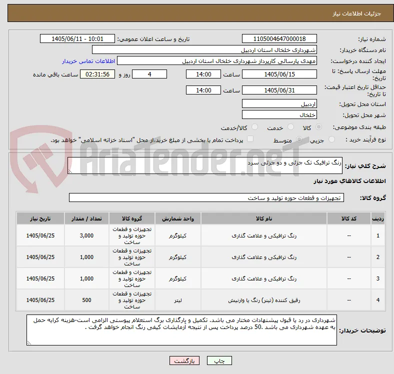 رنگ ترافیک تک جزئی و دو جزئی سرد