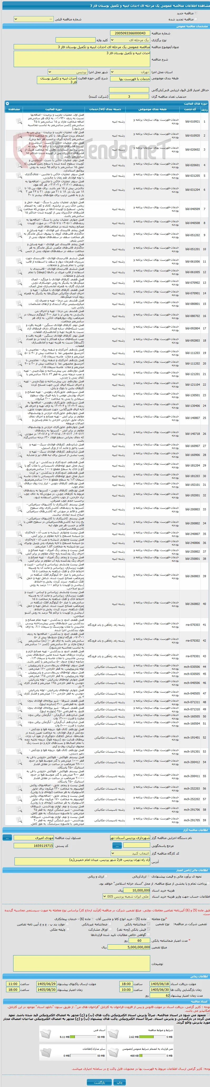 مناقصه عمومی یک مرحله ای احداث ابنیه و تکمیل بوستان فاز 3  