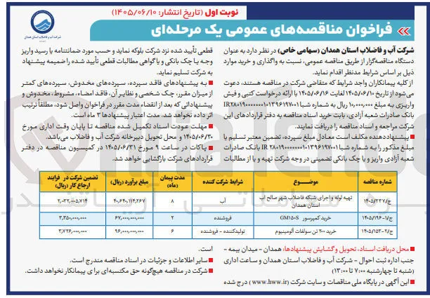 تهیه لوله و اجرای شبکه فاضلاب شهر صالح آب استان همدان