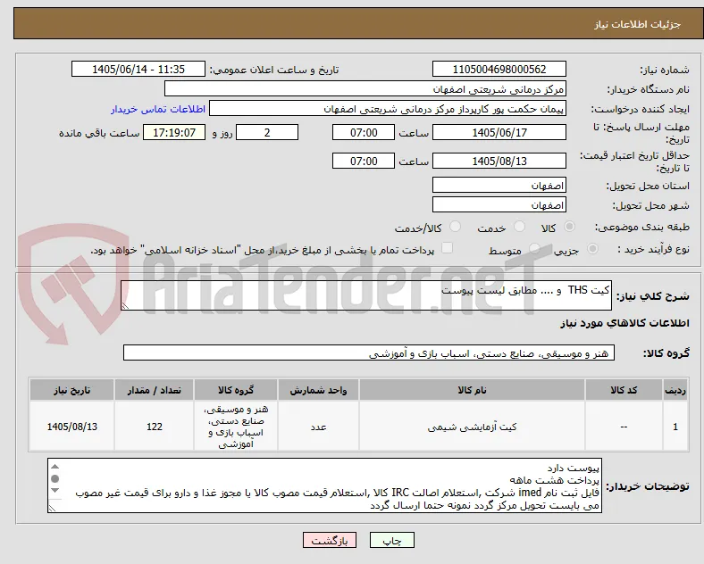 کیت THS  و .... مطابق لیست پیوست 