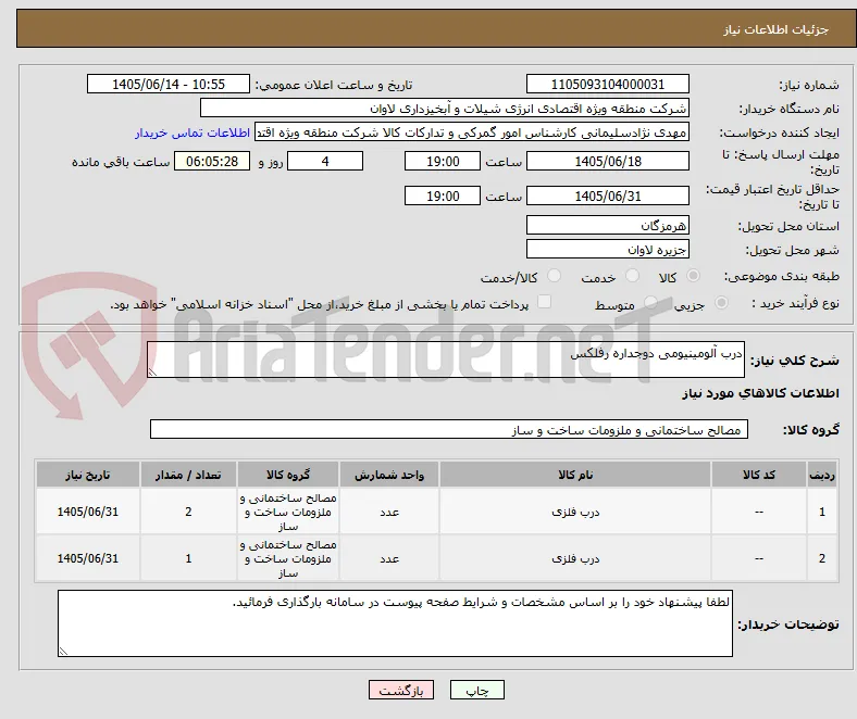 درب آلومینیومی دوجداره رفلکس
