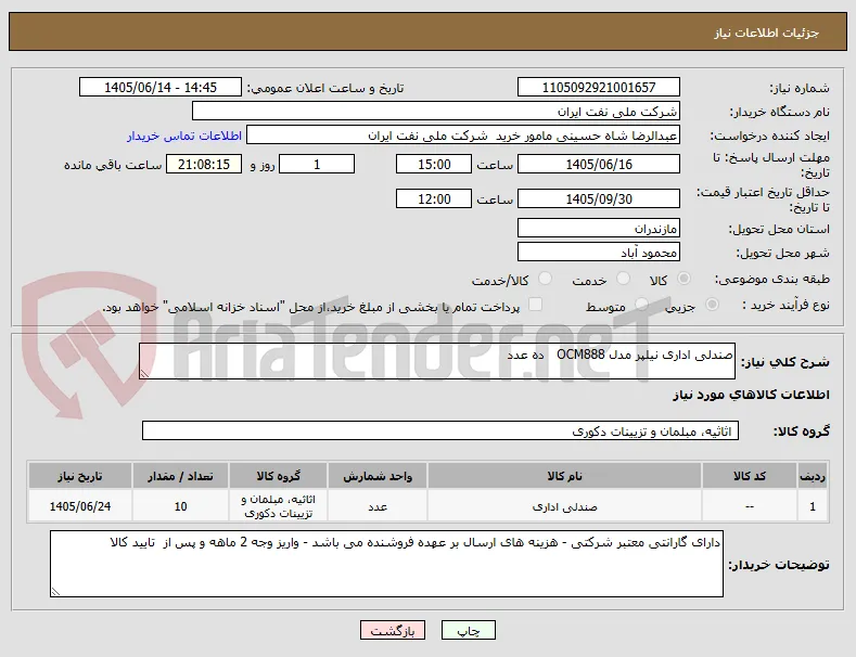 صندلی اداری نیلپر مدل OCM888   ده عدد