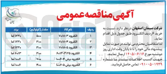 خرید ۶ ردیف الکترود