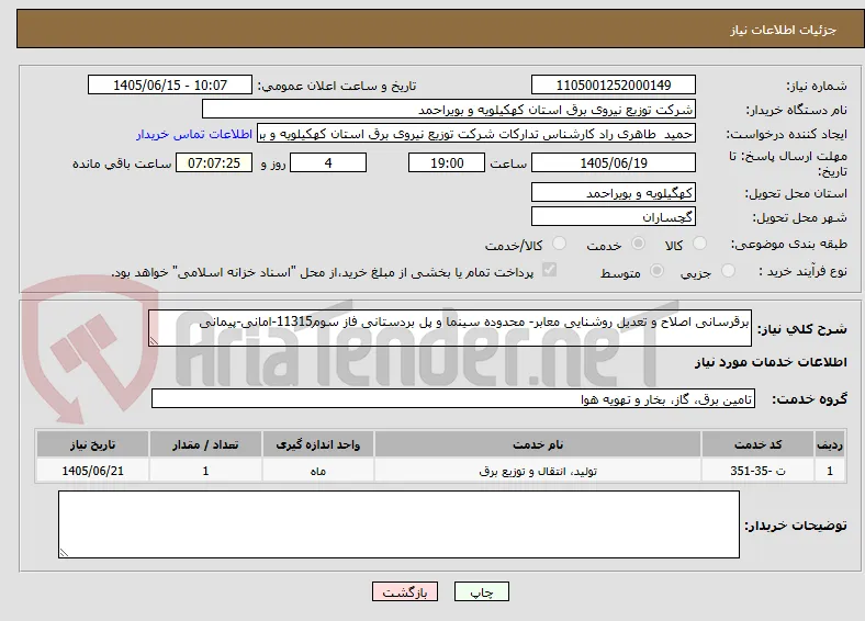 برقرسانی اصلاح و تعدیل روشنایی معابر- محدوده سینما و پل بردستانی فاز سوم11315-امانی-پیمانی
