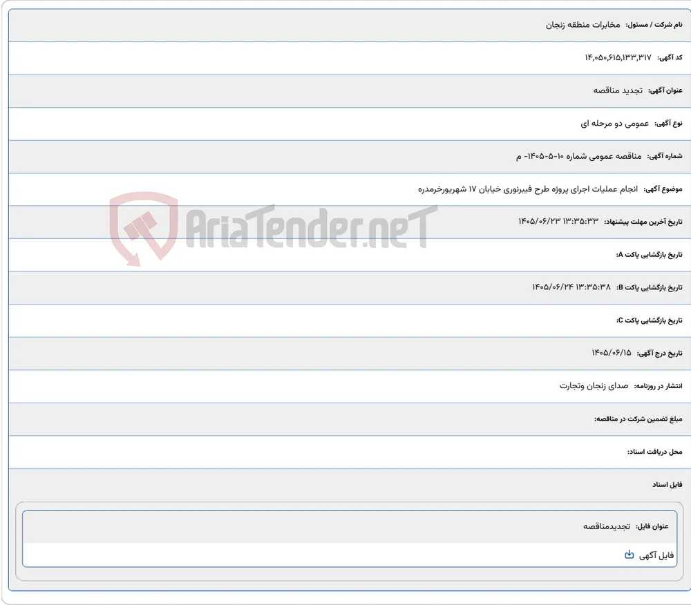 انجام عملیات اجرای پروژه طرح فیبرنوری خیابان 17 شهریورخرمدره