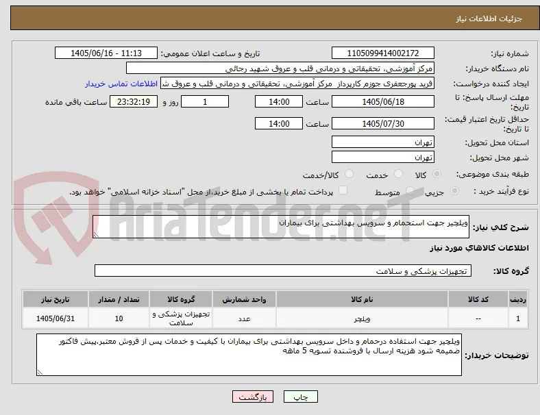ویلچیر جهت استحمام و سرویس بهداشتی برای بیماران