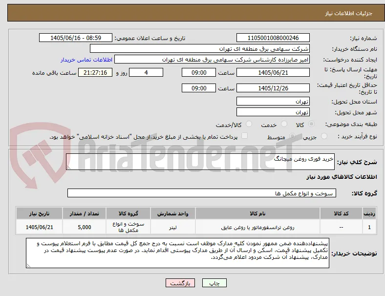 خرید فوری روغن میچانگ