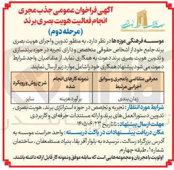 جذب مجری انجام فعالیت هویت بصری برند