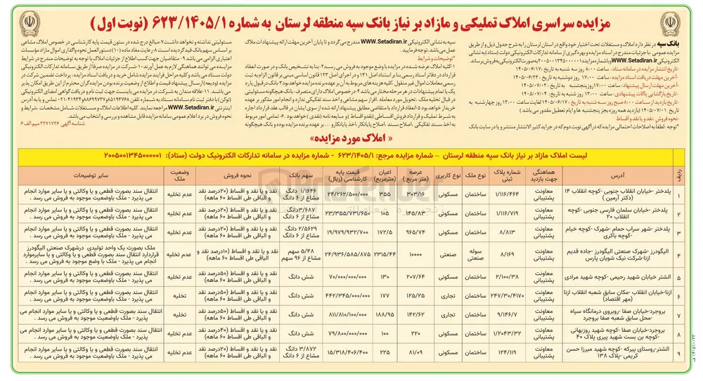 فروش املاک تملیکی و مازاد بر نیاز