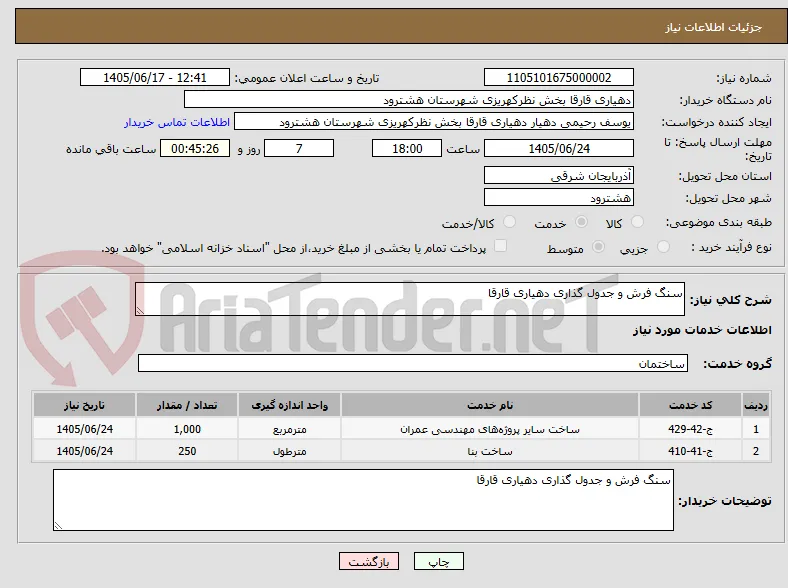 سنگ فرش و جدول گذاری دهیاری قارقا 