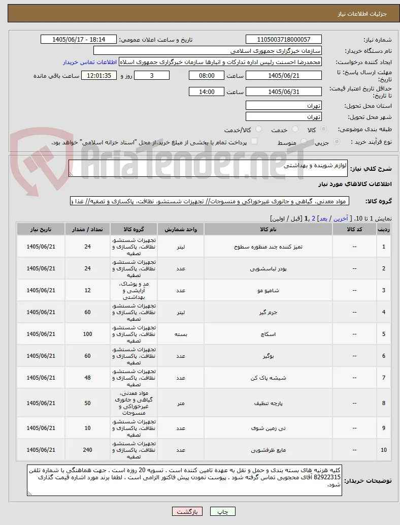 لوازم شوینده و بهداشتی 