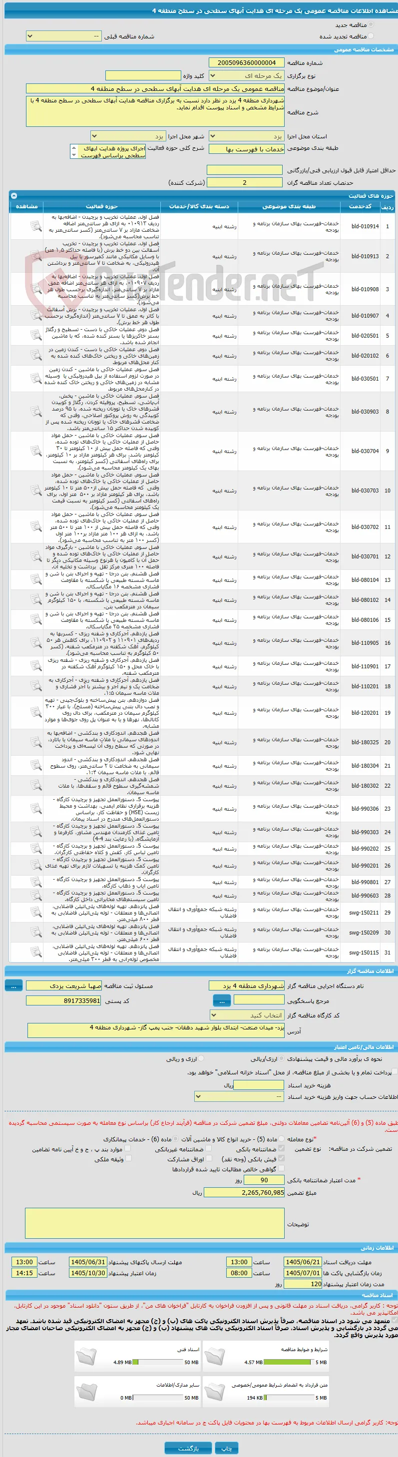 مناقصه عمومی یک مرحله ای هدایت آبهای سطحی در سطح منطقه 4