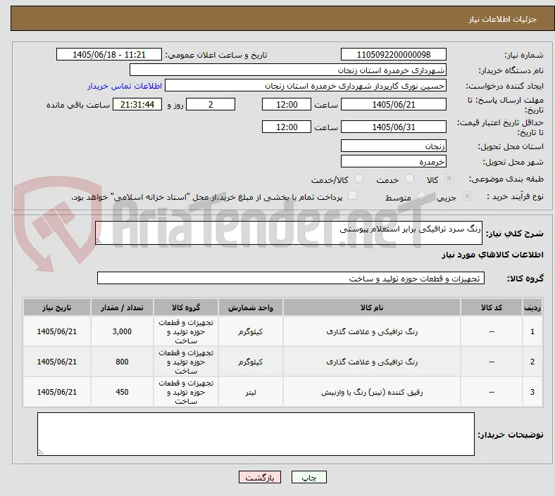 رنگ سرد ترافیکی برابر استعلام پیوستی