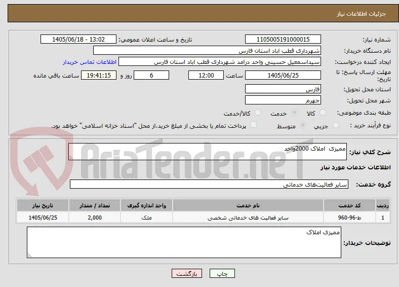 ممیزی  املاک 2000واحد