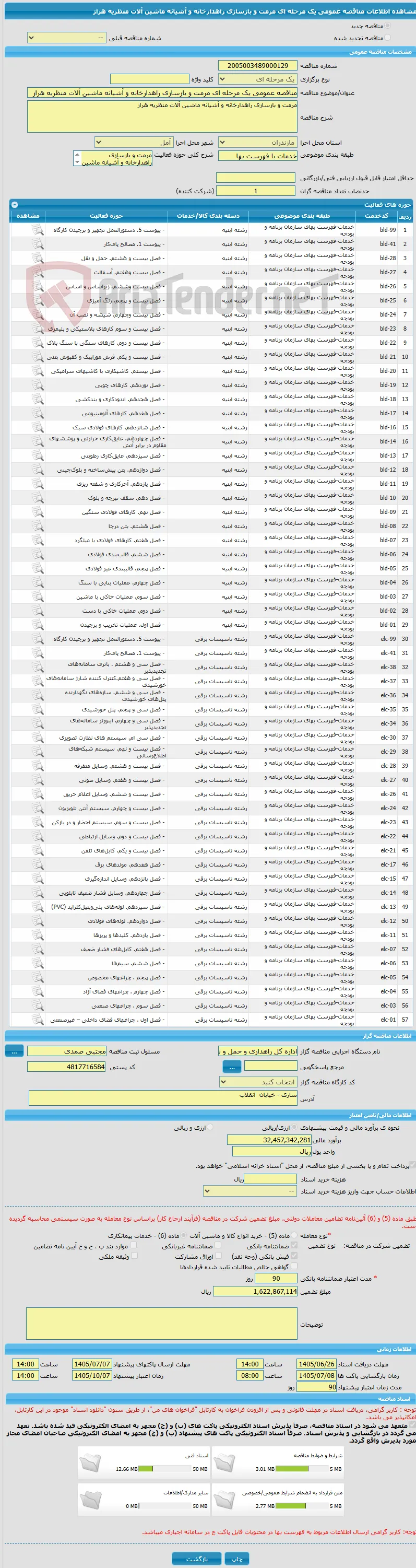 مناقصه عمومی یک مرحله ای مرمت و بازسازی راهدارخانه و آشیانه ماشین آلات منظریه هراز