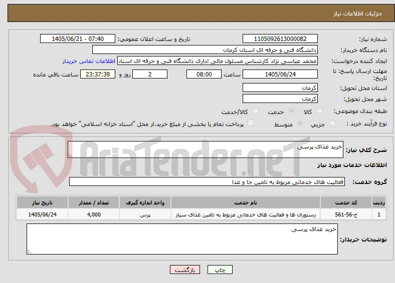 خرید غذای پرسی