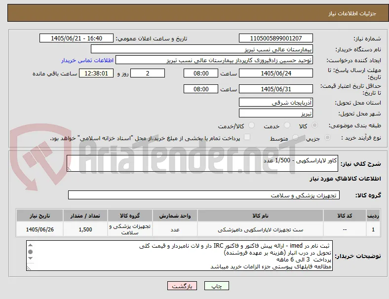 کاور لاپاراسکوپی - 1/500 عدد