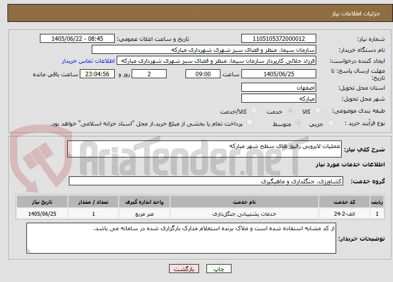 عملیات لایروبی رفیوژ های سطح شهر مبارکه