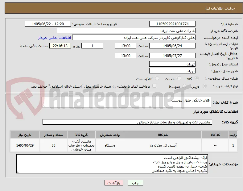 اقلام خانگی طبق پیوست